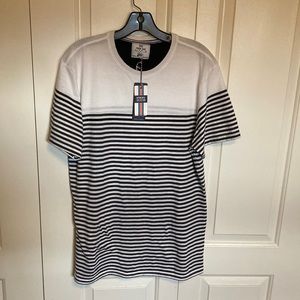 Mens MBX striped black and white t-shirt.